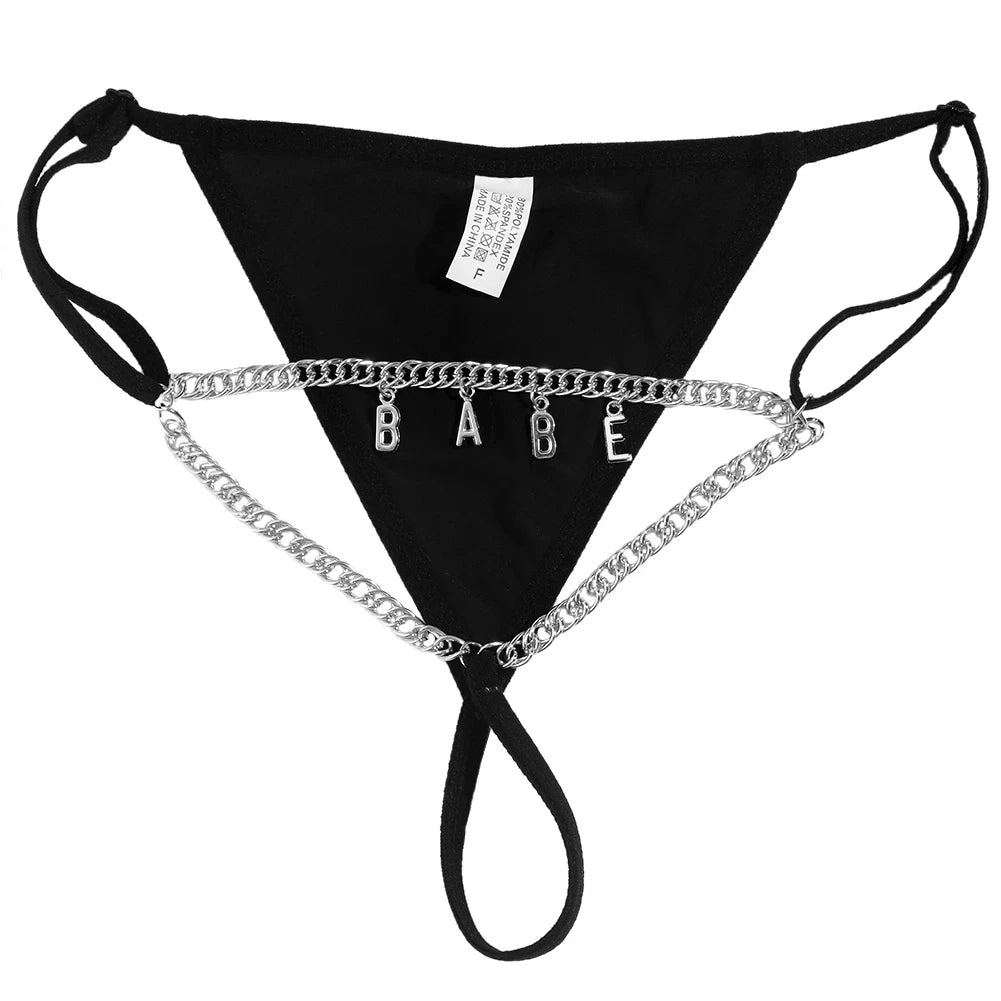 Sexy Custom Chain Thong With Name Letters String Hotwife Gifts Customized Boyfriend's Name Lace Panties Name Personalized String