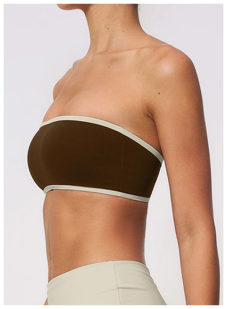 Summer Strapless Sports Bra Color blocked Women Quick-Drying Yoga Bra Women's Tube Top Fitness Chest Wrap Underwear Workout Bras