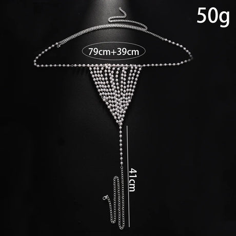 Stonefans New Rave Pearl Jewellry Accessories Waist Chain Fashion 2025 Summer Club Sexy Thong Panties G String Bikini Women Gift
