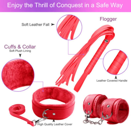 10Pcs Restraints Set Leather BDSM Kit Body Harness Cuffs Bondage Straps Handcuffs Games Adult Sex Toys for Couple