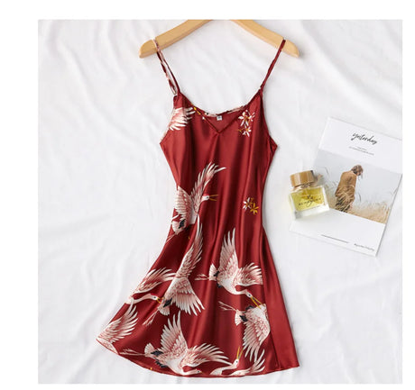 Sexy Nightwear Gown Set Women 2PC Pyjama V-Neck Pajamas Silky Sleepwear Spring Lady Sleep Suit Robe Wear Home Negligee Homewear