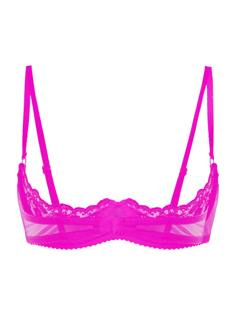 Women's Sexy Open Cup Bra Tops Sheer Floral Lace Underwire Push Up Bralette Cupless Lingerie Exposed Breast Underwear Nightwear