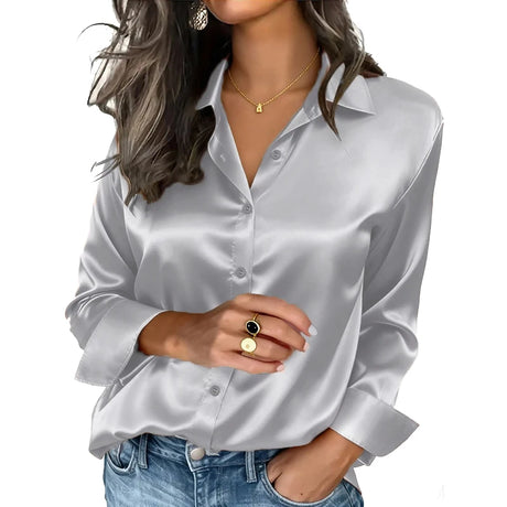 Spring And Autumn Women's Lapel Shirt Button Cardigan Top Black Green Red Elegant Fashion Office Basic Blouses For Female Shirts