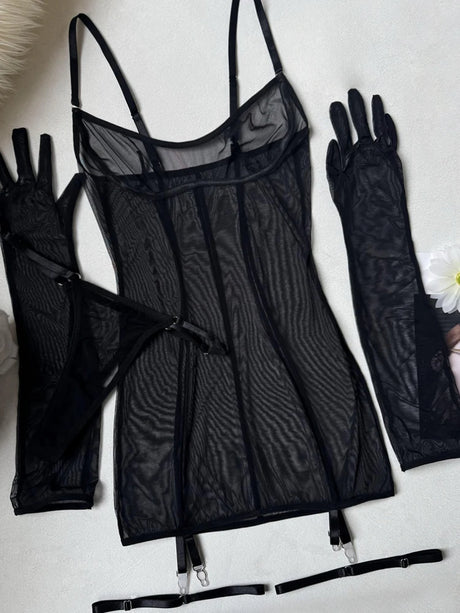 See-Through Lingerie Chemise Nightdress Women's Back Cross Tied Sleeveless Cami Bodycon Dress Nightgown Sleepwear Slips Nightie