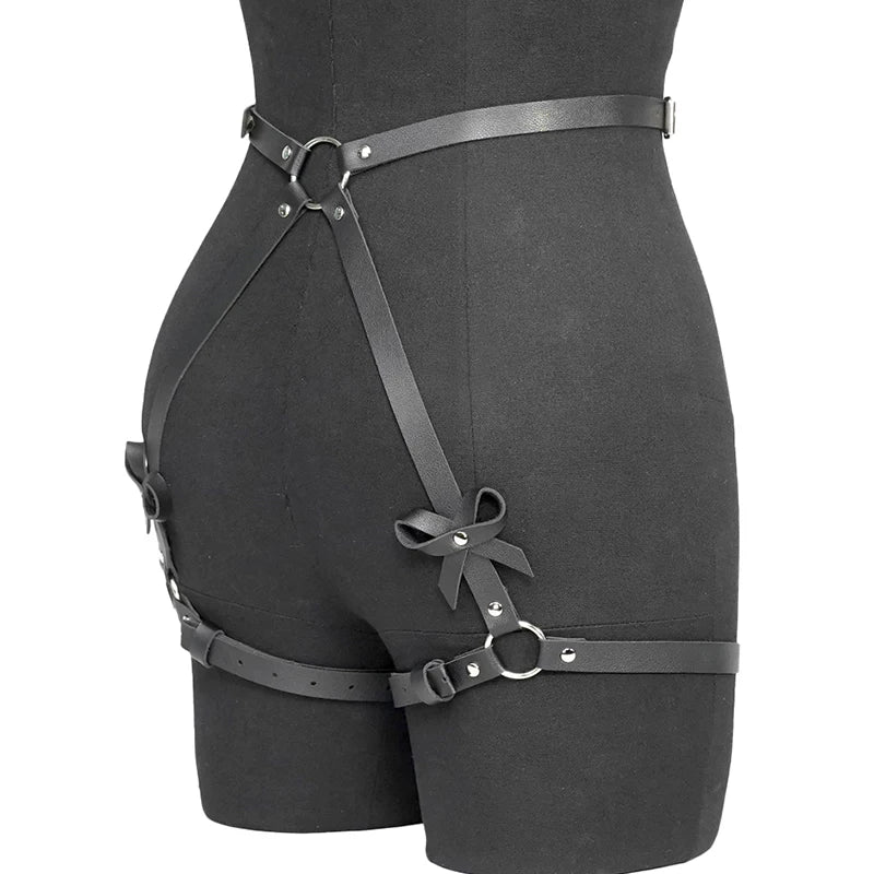18 Leather Bondage Sleepwear Open Crotch Porn PU Garter Belt Lingerie Metal Chain Women Hot Babydoll Dress Strap Leg Sexy Briefs
