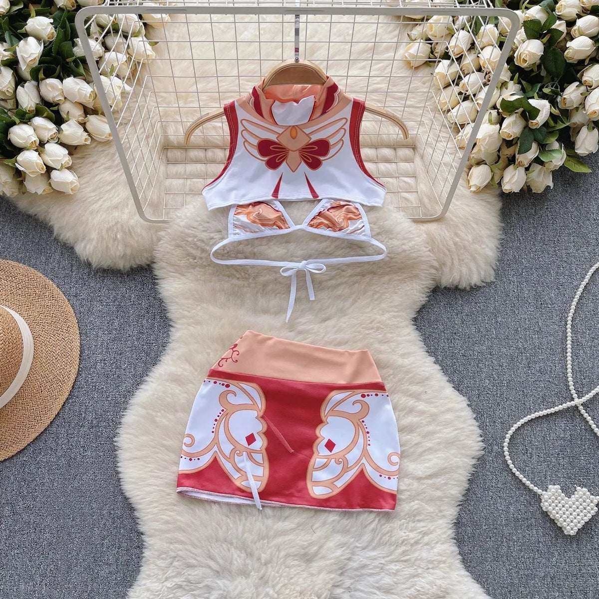Women Sets Ruffled Apron Shorts Headband Maid Cosplay Costume Rabbit Officer Party Park Performance Sexy Suits Hotsweet Clothes