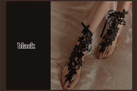 Sexy Fetish Lingerie Accessories For Fine Women Body Elegant Lace Floral Embroidered Jade Feet Anklets Adult Footjob Sex Games