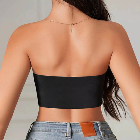 Women's Strapless Seamless Bra – Front Button, No Padding, Non-Slip Half Cup Silicone Underwear