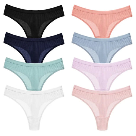 BZEL 8PCS/Set Women's Panties Cotton Thongs Female Simple Breathable Underwear Sexy Lingerie Comfortable Striped Woman G-Strings