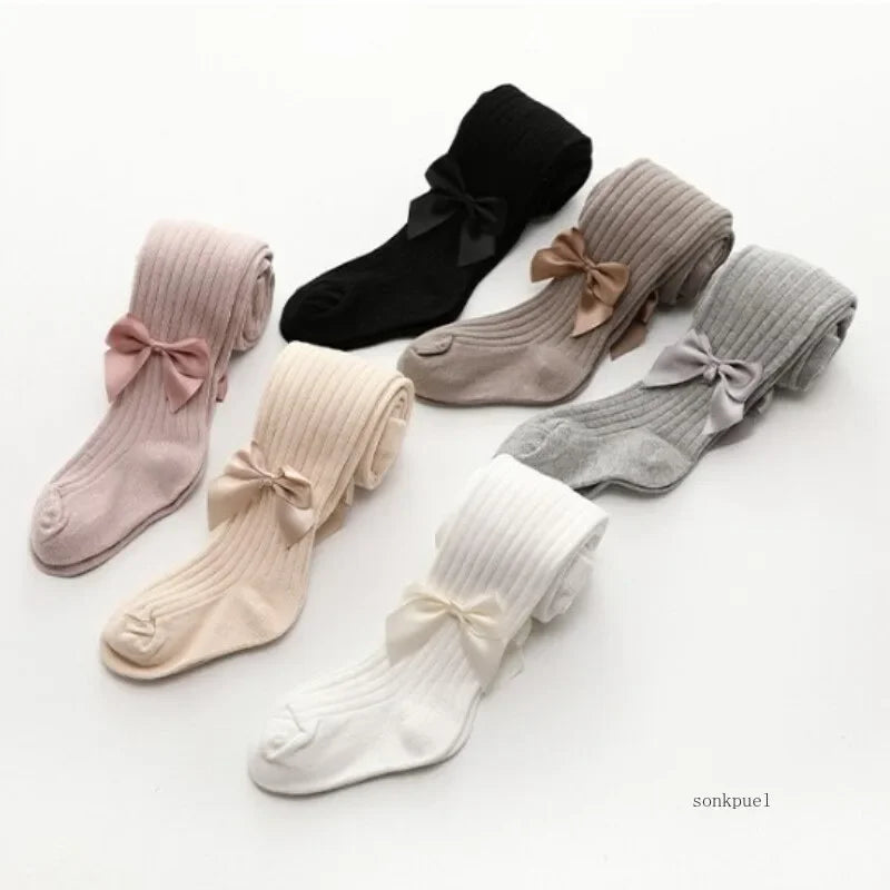 Spring Autumn Baby Girls Tights Cotton Knitting Tights for Girls Fashion Bowknot Children Girls Pantyhose Soft Leggings