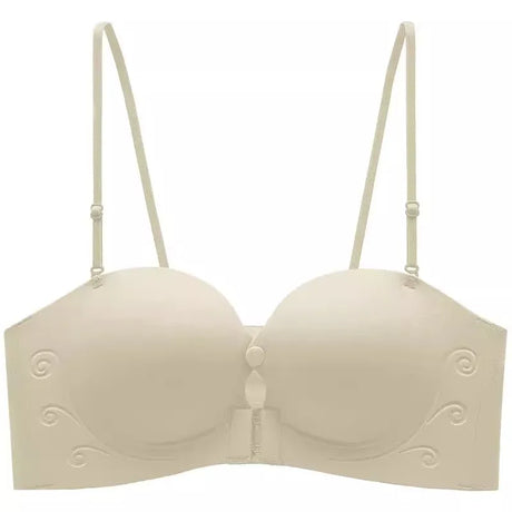 Front Fasten Balconette Bra Strapless - Lift Support Bralette Petite, Non Slip Invisible Comfort Everyday Wear Enhance Small Cup