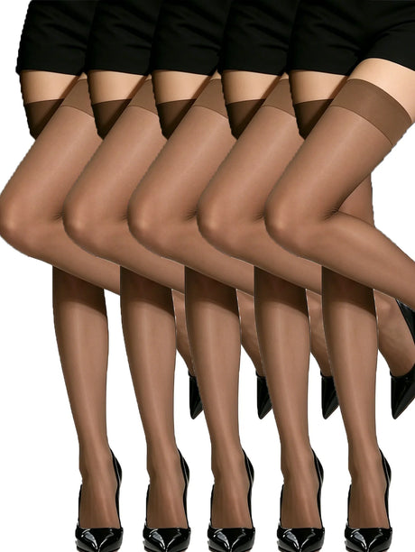 1/3/5 Pairs Women's Thigh High Sheer Stockings 5 Colors Opaque Top for Party