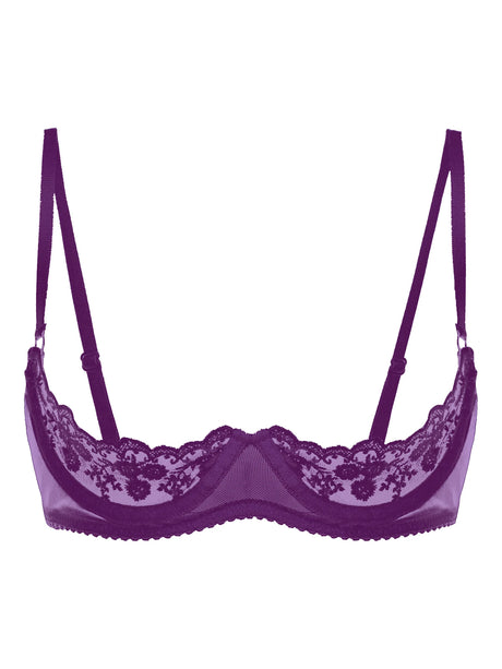 Women's Sexy Open Cup Bra Tops Sheer Floral Lace Underwire Push Up Bralette Cupless Lingerie Exposed Breast Underwear Nightwear