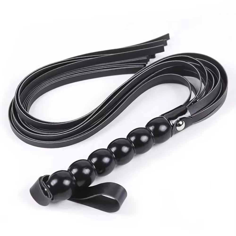 63CM BullWhip PU Leather Customizable 6 Beads Handle Horse Whip for Equestrian Riding Equestrianism Horse Whips