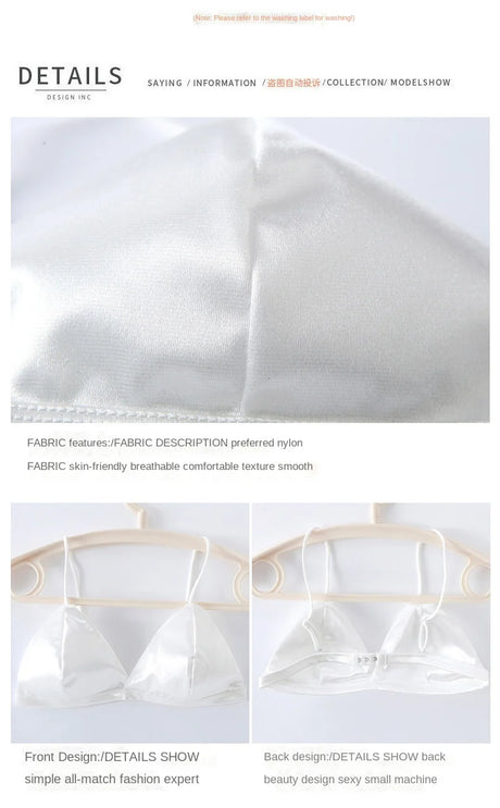 Women's French Style Bra Girl Wrapped Chest Adjustable Shoulder Strap Single Buckle Satin Sexy Tube Top Underwear Lingerie