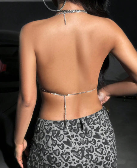 Shiny Colorful Rhinestone Bra Tops Summer Women Sexy Backless Deep V Neck Halter Neck Tank Top Fashion Party Club Camisole