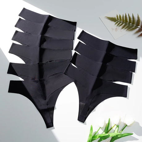 BZEL 10PCS/Set Women's Panties Black Female Thongs Sexy Lingerie Breathable Underwear Sports Comfortable G-Strings Seamles Panty