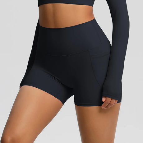 Solid Color Yoga Pants With Pockets Quick Drying High Waisted Gym Push Up Yoga Shorts for Woman Breathable Workout Fitness Short