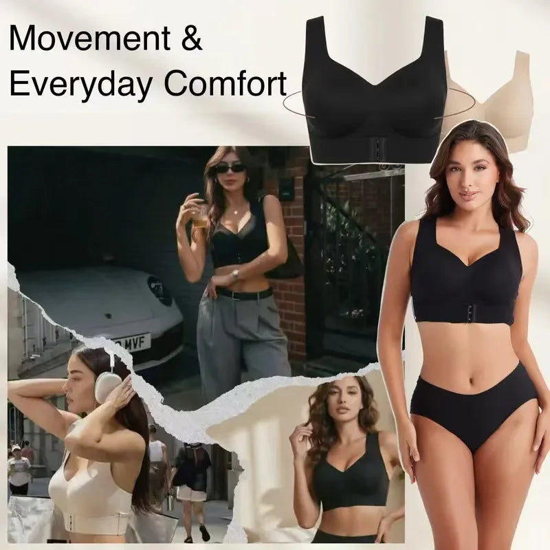 Women's Posture Correction Bras Seamless Wireless Push Up Bralette with Cross Back Support Female Lingerie