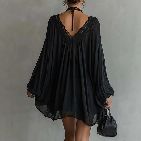 2026 New Black Lace V Neck Satin Robe Dress Nightwear Sleepwear Slip Dress Lingerie Chemise