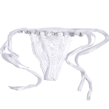 Custom Thongs With Jewelry DIY Crystal Letter Name Low-rise Briefs T-back String Underwear For Women Sexy Nightclub Body Jewelry
