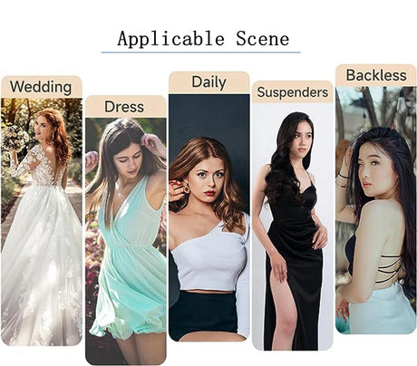 Invisible Adhesive Bra for Women Backless Strapless Push Up Sticky Silicone Wedding Underwear with Transparent Strap Reusable