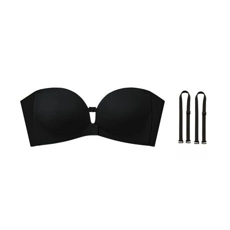 Front Closure Strapless Bras For Women Seamless Push Up Brassiere Thick Soft Underwear Solid Color Adjustable Invisible Lingerie