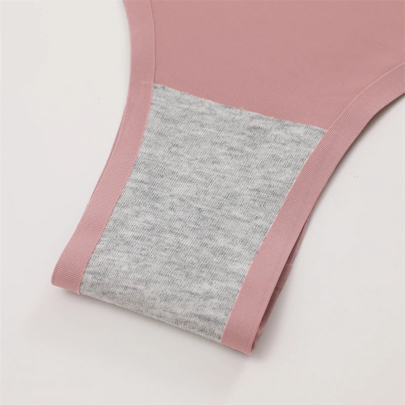 FINETOO 3PC Women Seamless Panties Sexy Brazilian Thong Female Low Waist Solid Color Briefs Comfortable Invisible G-string Panty