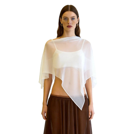 Sheer Poncho Top for Women Asymmetrical Mesh Shawl Wraps See Through Chiffon Capelet Evening Dress Wedding Cover Up