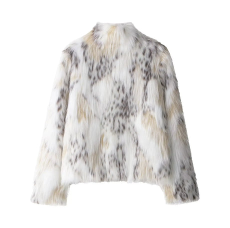 Short Stand Faux Fur Jacket White Loose Luxury Plush Coat Stylish Long Sleeves Women's Furry Jacket Winter New Fluffy Outerwears