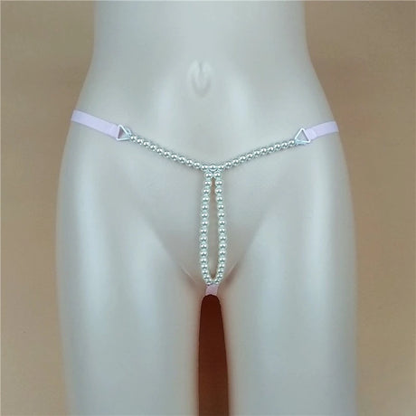 Sexy Massage Pearls Thong Women Panties Open Crotch G-string Erotic Lingerie Woman High Stretch Plus Size T Back Sex Accessories