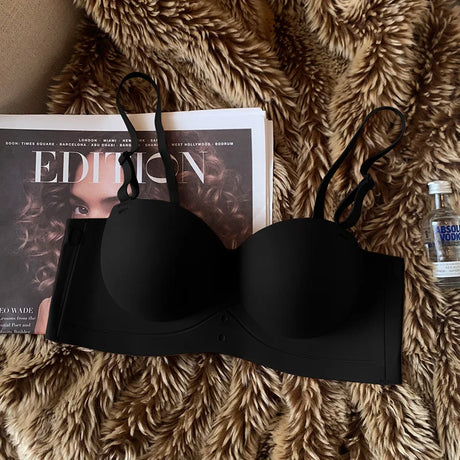 Half Cup of Scarless Suspender Bra Without Steel Rings Gathering Strapless Breasts for Women Adjustable Sexy Scarless Underwear