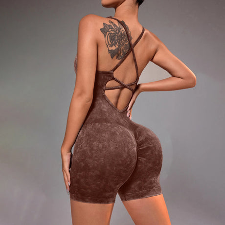 Distressed Washed Yoga Bodysuit for Women - Seamless No Panty Line Strappy Dance Leotard, Vintage Soft Workout Unitard for Gym
