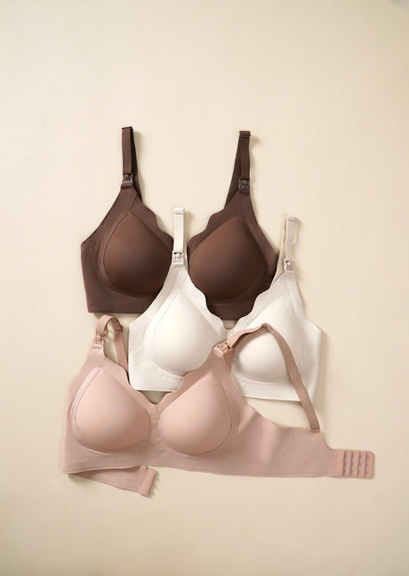 3 Pcs New Style Nursing Bra With a Chest Opening And Comfortable Button Closure, Suitable For Breastfeeding During Pregnancy