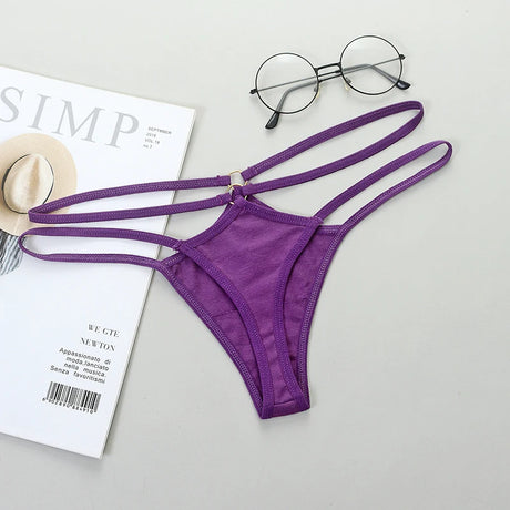 Sexy Thongs Women Sexy Lace Underpants Low-Rise G-string Double Waistband Underwear Sexy Hollow Out Transparent Underwear
