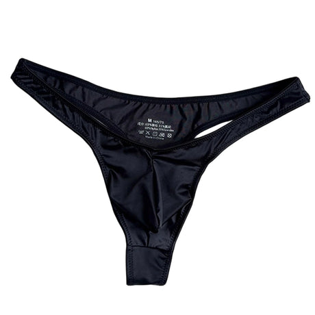 1pc Men Satin-like Glossy Ice Silk G-string Solid Low-Waist Shiny Smooth Thong Bulge Pouch Thong Thin Transparent Underwear