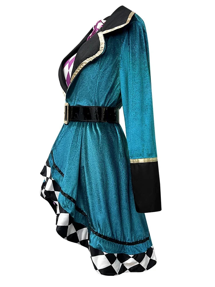Magician Clown Cosplay Costume Alice Costume Circus Outfits Hatter Halloween Carnival Stage Performance Roleplay Clothes
