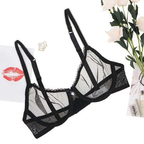 Transparent Bra Fully Sheer Mesh Bra Ultra-thin See-through Soft Underwire Bra Breathable Ultra-thin Beauty Back Sexy Bra