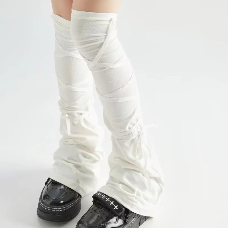 Leg Stockings Black White Gothic Lolita Over Knee High Sock Lolita Over Knee Leg Warmer Over The Knee Horn Shaped Cuffs
