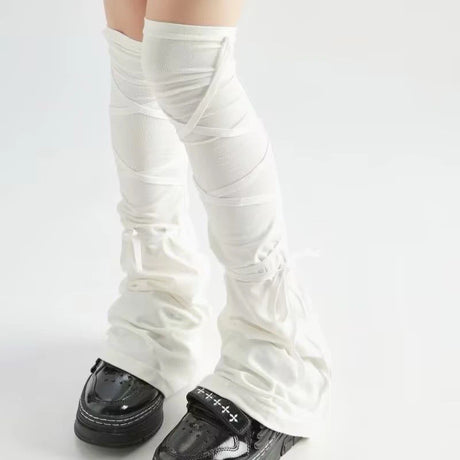 Leg Stockings Black White Gothic Lolita Over Knee High Sock Lolita Over Knee Leg Warmer Over The Knee Horn Shaped Cuffs