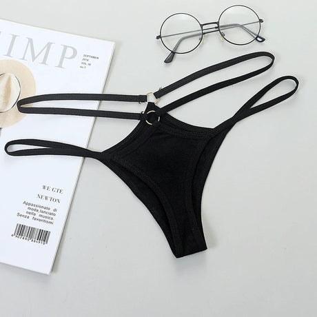 Sexy Thongs Women Sexy Lace Underpants Low-Rise G-string Double Waistband Underwear Sexy Hollow Out Transparent Underwear