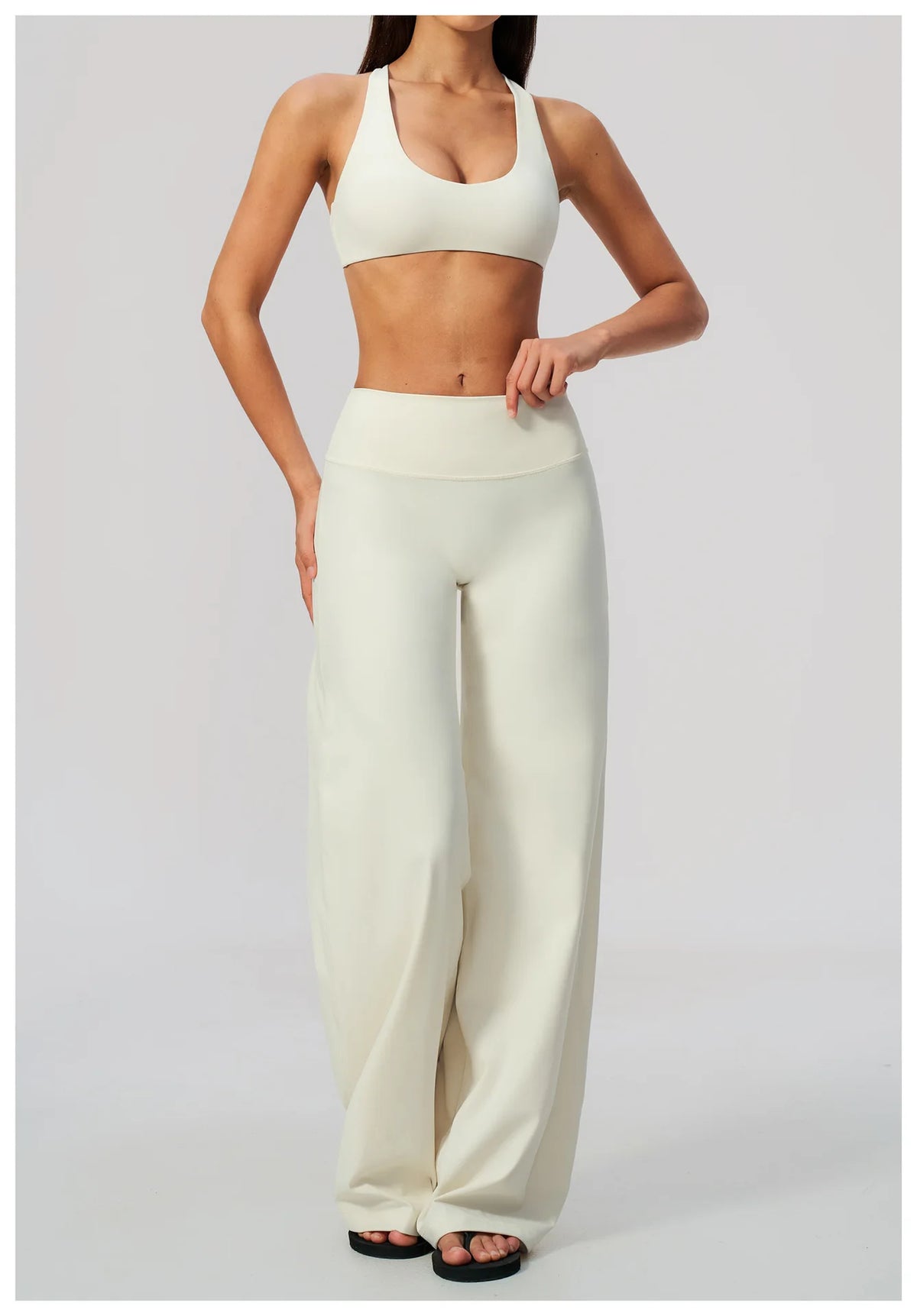 Women's 2/3Pcs Yoga Set Zip Jacket Sports Bra Cross Back Wide Leg Flare Pants Push Up Gym Set Workout Running Fitness Activewear