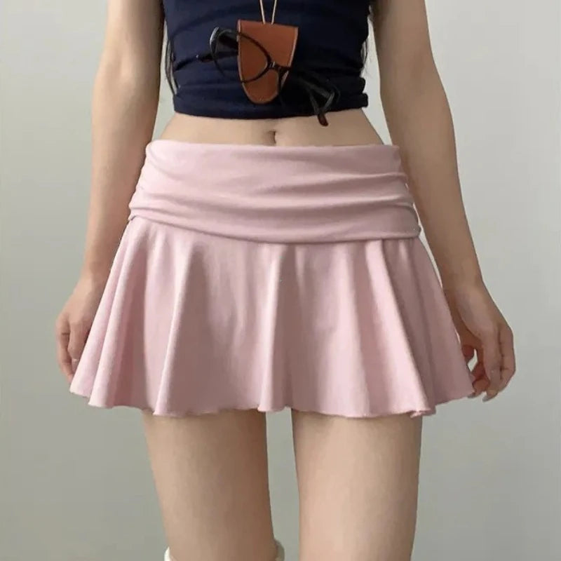 Waist-Flipping Ruched Skirts Prevent Exposure Golf Sports Women Short Dress High Elasticity Athletic Short High Waist Skirt
