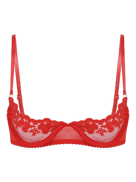 Women's Sexy Open Cup Bra Tops Sheer Floral Lace Underwire Push Up Bralette Cupless Lingerie Exposed Breast Underwear Nightwear
