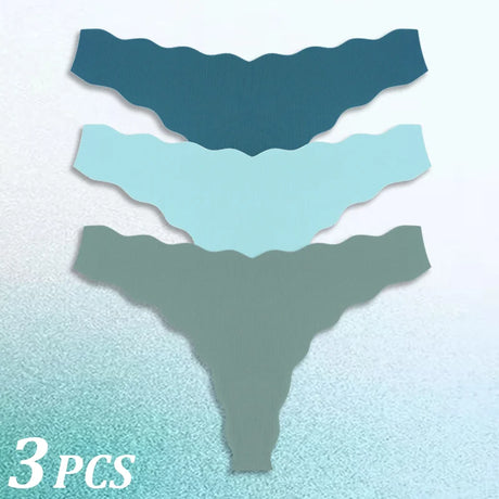 3PCS Women Seamless Panties Wavy Design Ultra-thin Panties Women Ice Silk Underwear Sexy Panty Low Waist G-string Female Solid