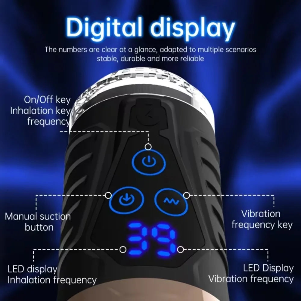 Automatic Male Masturbator Vibration Blowjob Sucking Machine Silicone Vagina Masturbation Cup Sex Toys Adult Goods for Men