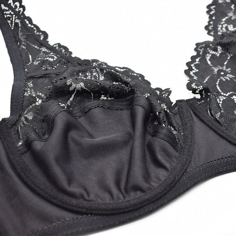 Womens Bra Sexy Lingerie Plus Size Bras Floral Lace Underwire Brassiere BH Tops Perspective Female Underwear B C D E F Cup