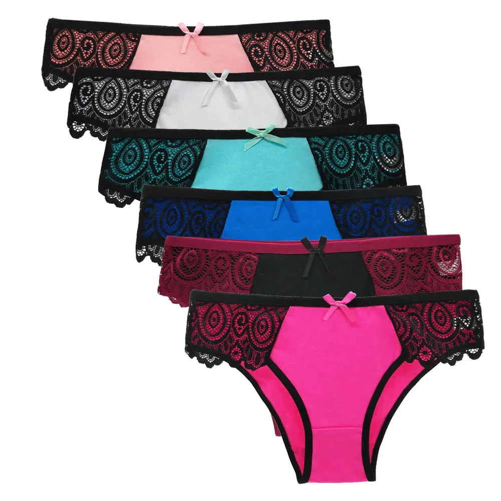5 PCS/SET New Arrival Low Rise Ladies Sexy Lace Panty Underpants Panties For Women Lingerie Cotton Briefs