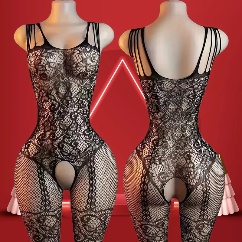 Women Sexy Babydoll Lingerie Bodystockings Cover Up Without Bikini Fishnet Hollow Out Backless Bodysuit See Through Beachwear
