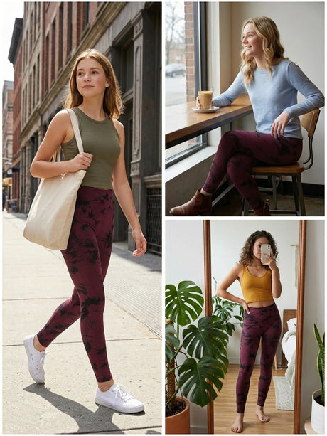 Super Soft High Waisted Tie Dye Leggings for Women Yoga Running Gym No See Through Workout Athletic Tights Gym Fitness
